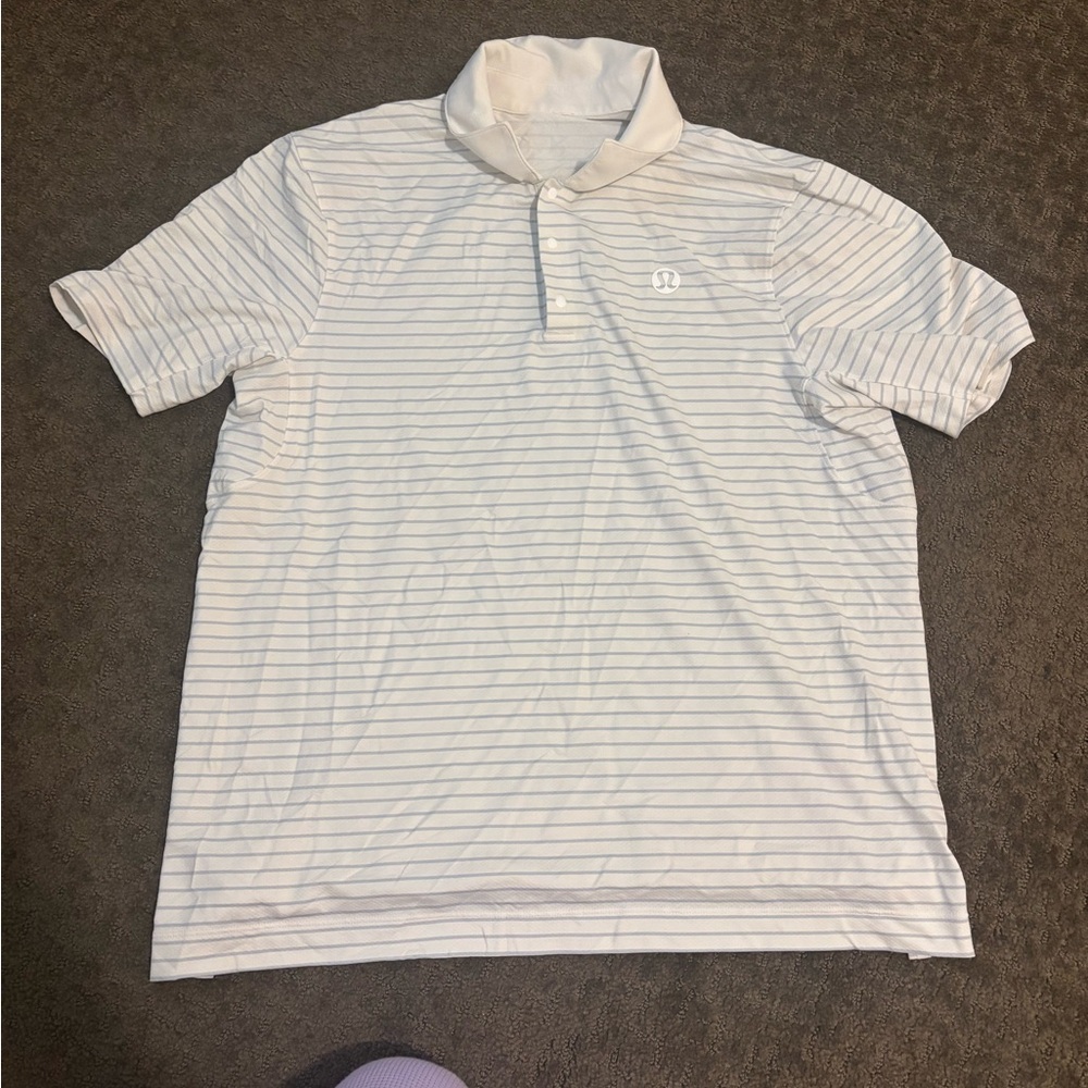 lululemon athletica Men's Polo in White with Subtle Stripes, worn once!